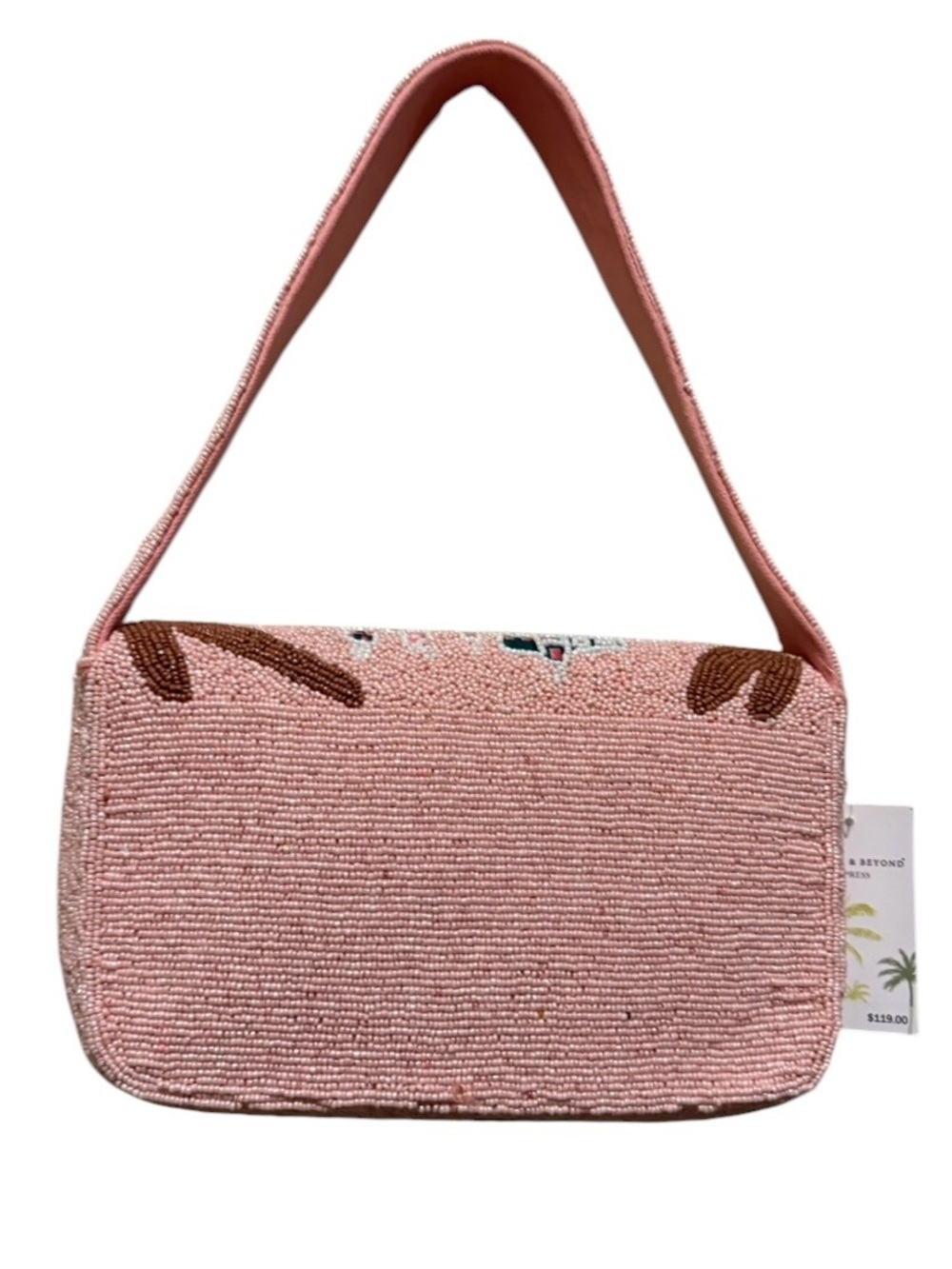 America Beyond Chic Pink Beaded Shoulder Bag with Cityscape - Picture 9 of 9